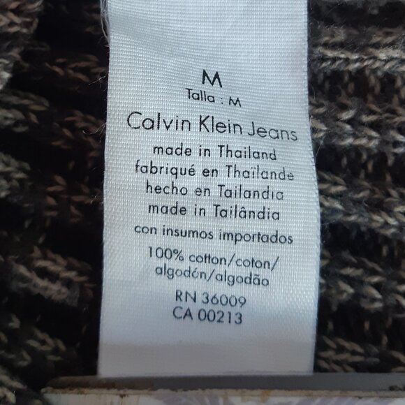 Calvin Klein Jeans SZ M 100% Cotton Taupe & Beige Ribbed 1/4 Zip Men's Sweater - Picture 8 of 16